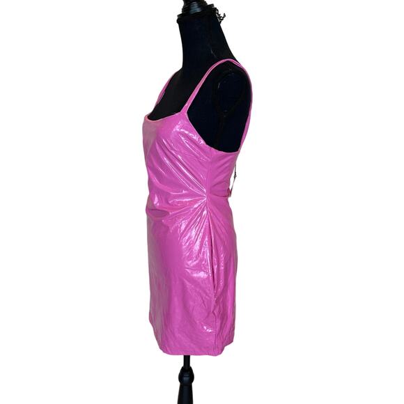 Superdown Pink Faux Leather Mini Dress MEDIUM Bodycon Slip Club Revolve $74 NEW - Picture 7 of 9